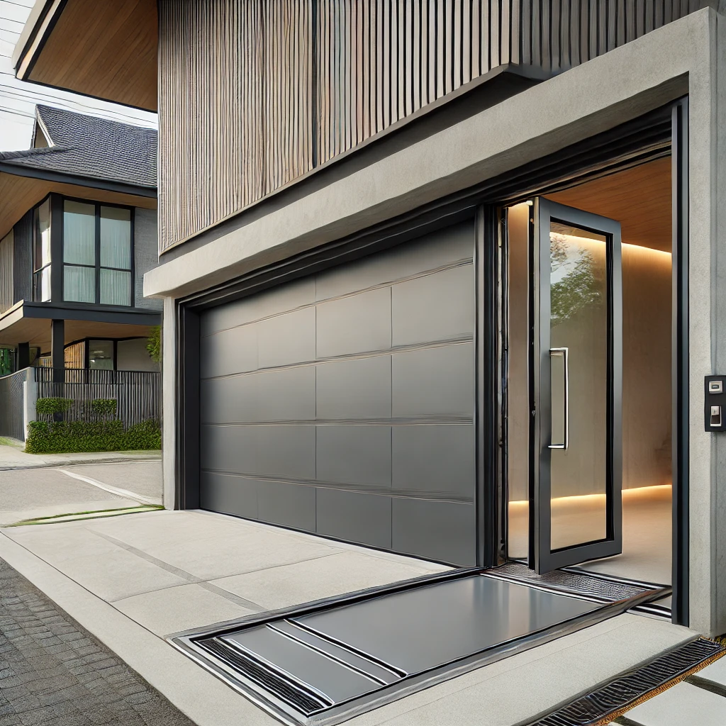 garage door with pedestrian door